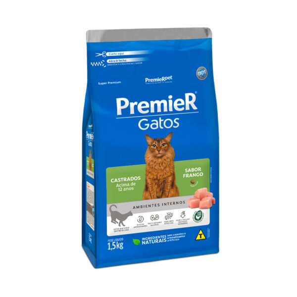 Ração Premier Pet Ambientes Internos Gatos Castrados Acima de 12 Anos - Frango (3014123)