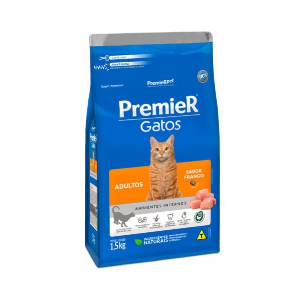 Ração Premier Pet Gatos Ambientes Internos Adultos Frango (3014043)