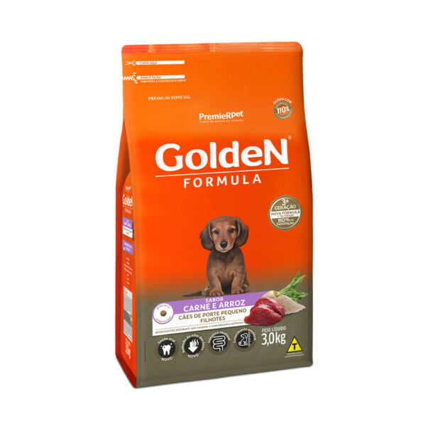 Ração Golden Formula Carne e Arroz para Cães Filhotes de Raças Pequenas (3007045)