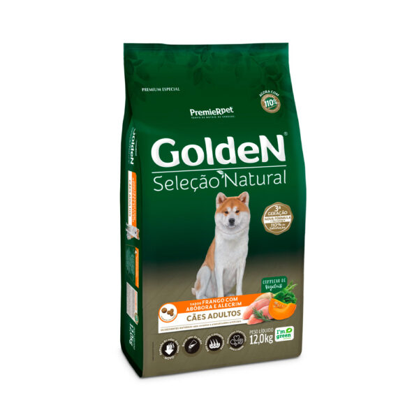 Ração Golden Premier Pet Seleção Natural Frango, Abóbora e Alecrim para Cães Adultos Porte Médio/Grande