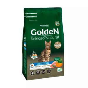 Ração Golden Premier Pet Seleção Natural Frango, Abóbora e Alecrim para Gatos Castrados (3033043)