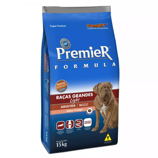 Ração Premier Fórmula para Cães Adultos de Raças Grandes Sabor Frango Light (3000061)