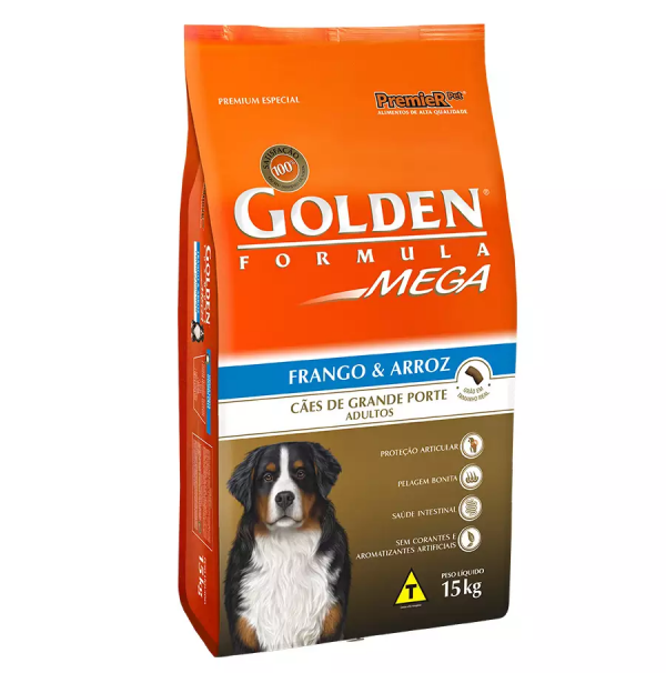 Ração Premier Golden Mega Cães Adultos Raças Grandes Frango e Arroz (COD.3010002)