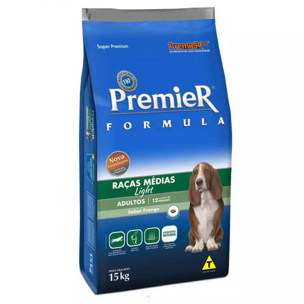 Ração Premier Pet Formula Cães Adultos Light Raças Médias