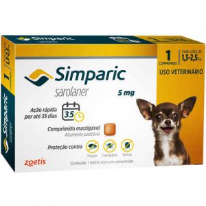Antipulgas Zoetis Simparic 5 mg para Cães 1,3 a 2,5 Kg (COD.32)