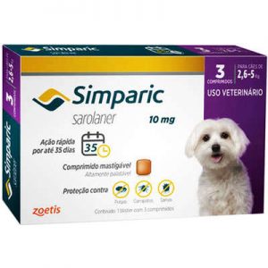 Antipulgas Zoetis Simparic 10 mg para Cães 2,6 a 5 Kg (COD.33)