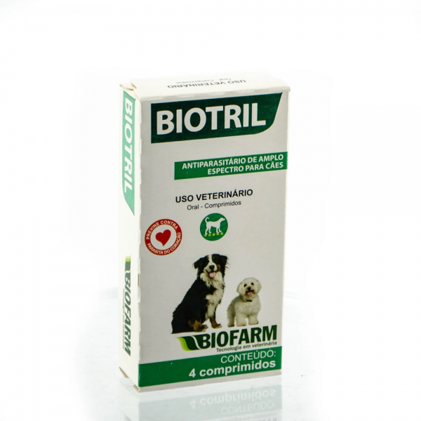 Biotril Antiparasitário De Amplo Espectro Biofarm 4 Comprimidos (COD.40)