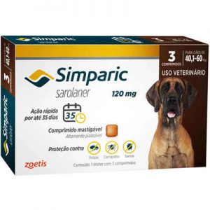 Antipulgas Zoetis Simparic 120 mg para Cães 40,1 á 60 Kg (COD.37)