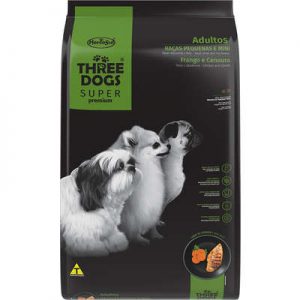 Ração Seca Three Dogs Super Premium Frango e Cenoura para Cães Adultos Raças Pequenas e Mini (COD.336)