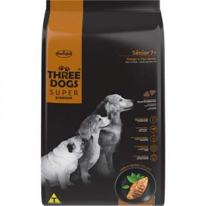 Ração Seca Three Dogs Super Premium Frango e Chá Verde para Cães Sênior 7+ (COD.1253)