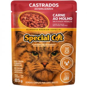 Ração Úmida Special Cat Sachê Carne para Gatos Castrados (COD.366)
