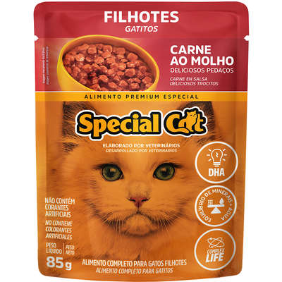 Ração Úmida Special Cat Sachê Carne para Gatos Filhotes (COD.364)