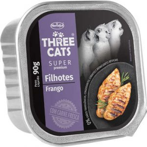 Ração Úmida Three Cats Super Premium Patê Frango para Gatos Filhotes (COD.299)