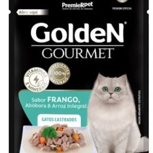 Sachê Golden Gourmet Gatos Castrados Sabor Frango, Abóbora e Arroz Integral