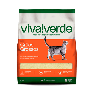 Areia Higiênica VIVA Verde Vida Para Gatos Grãos Grossos 4kg