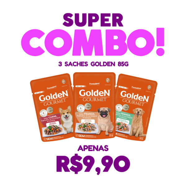 SUPER COMBO! - 3 Sachês Golden Gourmet Cão 85g por R$9,90!