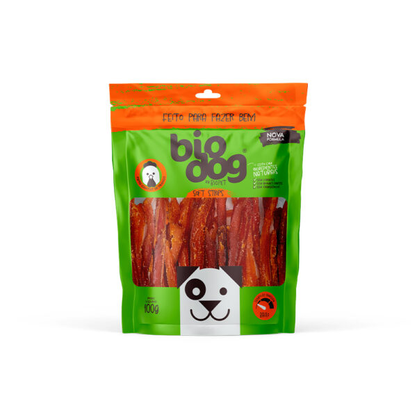 Petisco Cães Bio Dog Gourmet Soft Strips Frango Natural 100g