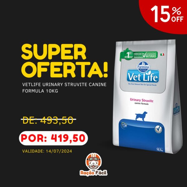 VetLife Urinary Struvite Canine 10kg - Validade 14/07/2024
