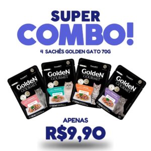 SUPER COMBO - 4 Sachês Golden Gatos Gourmet 70g