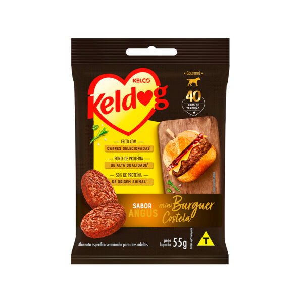 Petisco KELDOG mini Burguer sabor Costela  55g