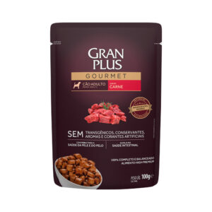 Ração Úmida GranPlus Gourmet Sachê para Cães Adultos Sabor Carne- 100g