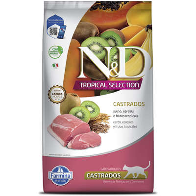 Ração Farmina N&D Tropical Selection Feline Castrado Suíno, Cereais e Frutas Tropicais