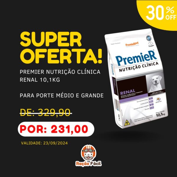 Premier Nutrição Clinica Renal Raças Médias/Grande 10kg - Validade 23/09/2024