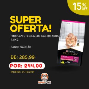 Proplan Sterelized Sabor Salmão Gatos Castrados 7,5kg - Vencimento 01/10/2024