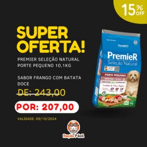 Premier Seleção Natural Adulto Mini - Sabor Frango com Batata Doce 10kg - Validade 09/10/2024