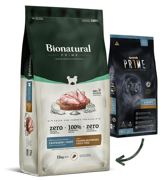 Bionatural Prime Light/Castrados Raça Média e Grande Frango